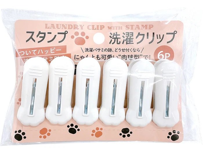 出所：ダイソー公式　スタンプ洗濯クリップ６Ｐ（肉球柄）