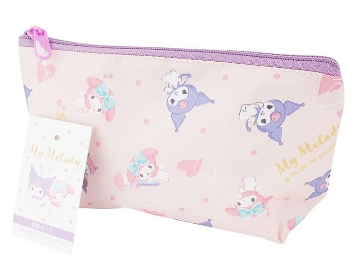 大人から子どもまで使いやすいパステルカラー。たっぷり入るマチ付きのデザインです〈舟形ポーチ マイメロディ〉