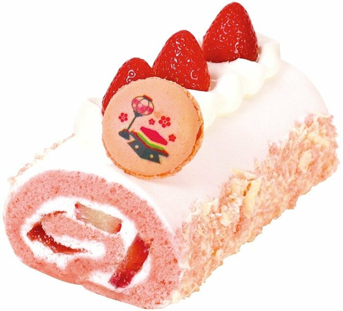 春らしい見た目が目を引く「ひなまつり春めく苺のロールケーキ」