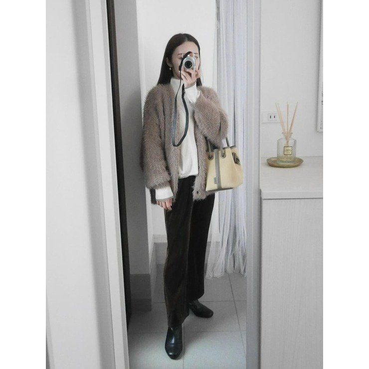 出所：しまむら公式　レディース　シャギー×ラメ　ニットカーディガン（Rafraf×AIRI）