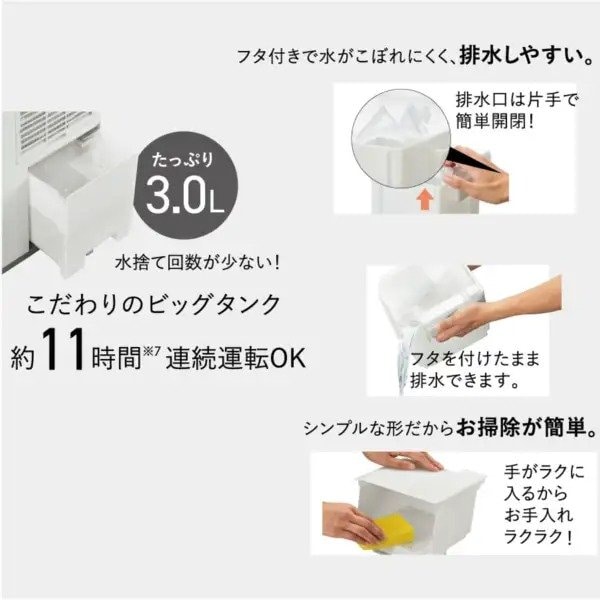 容量をしっかり確保しているため、水捨ての回数を抑えられます
