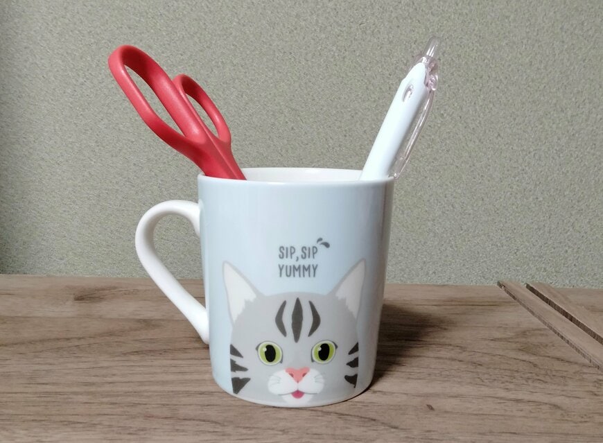 筆者撮影（ダイソー、ノーズマグカップ（キャット））