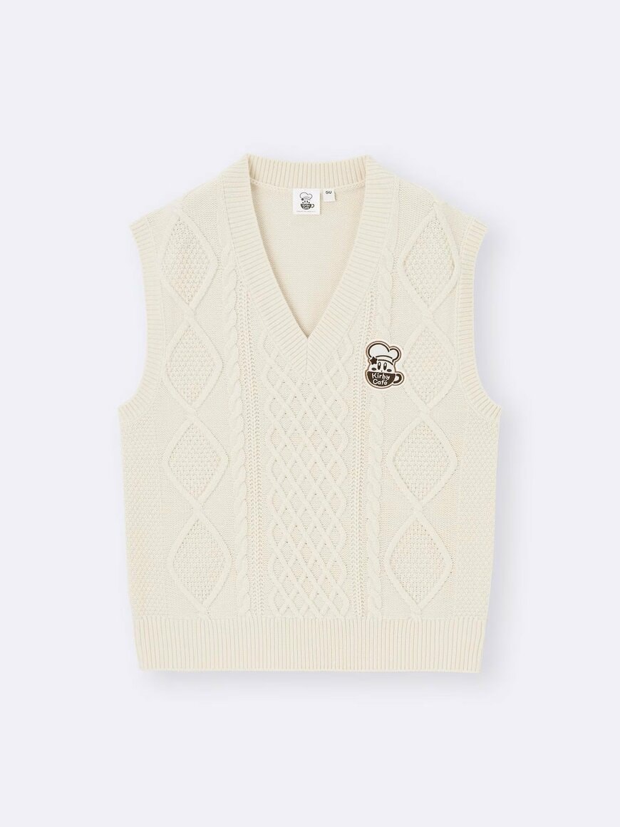 出所：GU公式　ケーブルニットベスト Kirbyの画像