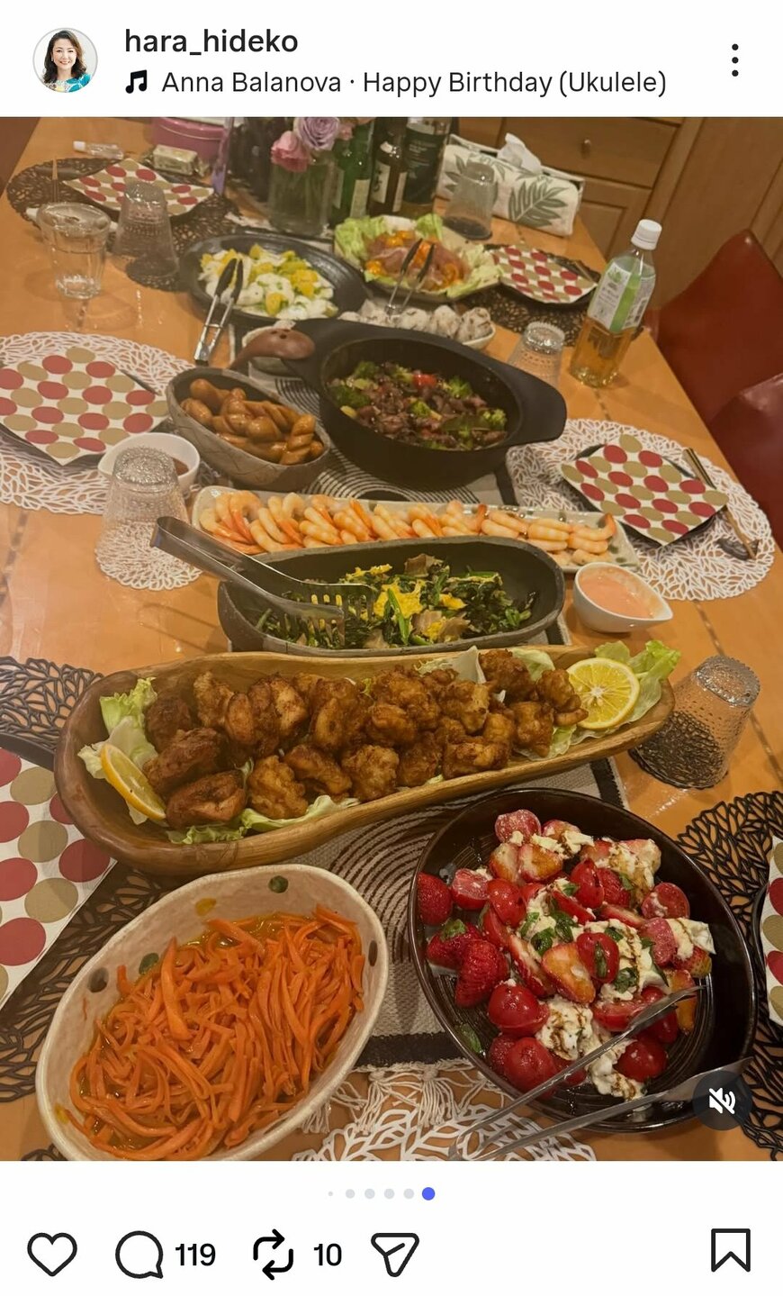 出所：原日出子のInstagram（＠hara_hideko）参照日：2026年3月23日