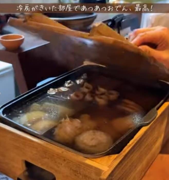 冷房の効いた店内で楽しむ熱々おでん