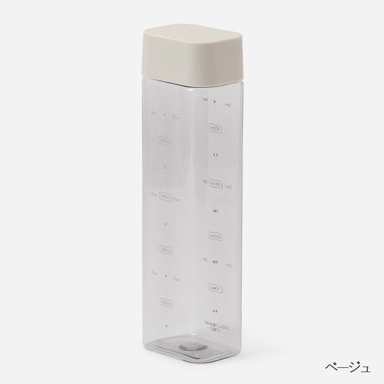 ケユカ公式 タイムマーカー付き Luart四角いウォーターボトル 480ml 画像