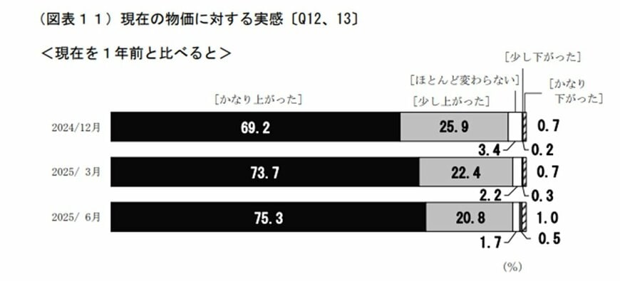 「現在の物価に対する実感」アンケート結果