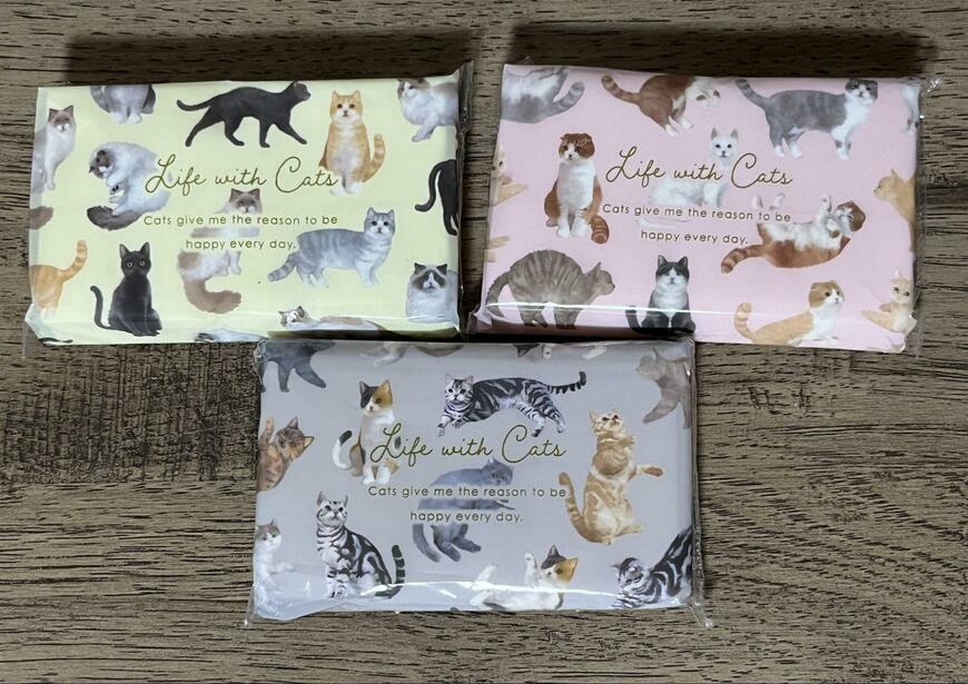 筆者撮影（セリア、ミニミニポケットティッシュ ねこ柄 6個入）