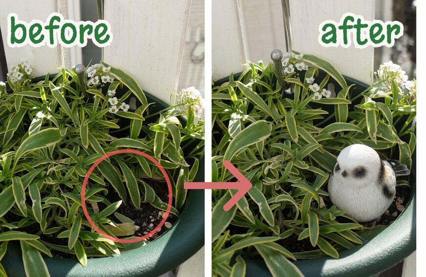 筆者撮影（セリア、ミニチュアオブジェ小鳥シマエナガ）