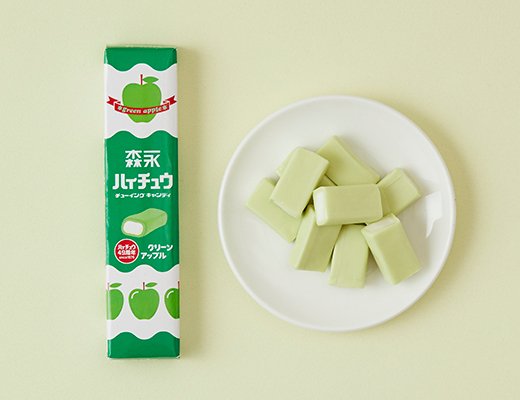 ローソンの新商品：森永製菓　ハイチュウ　グリーンアップル　復刻デザイン