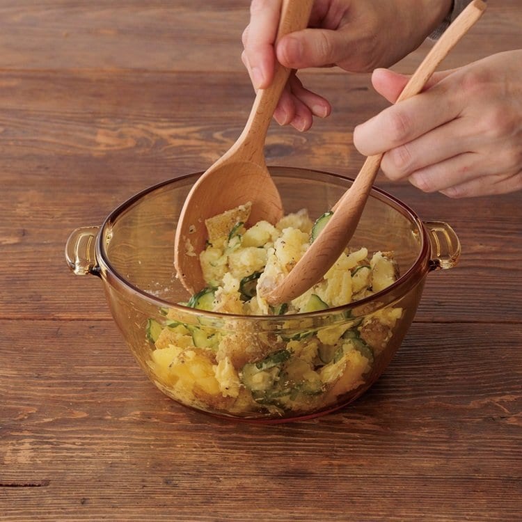 ケユカ公式　レンジ調理で簡単 アンバーガラスのキャセロール　画像