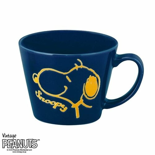 オトナっぽいカラーが魅力のネイビー「スヌーピースープマグ」