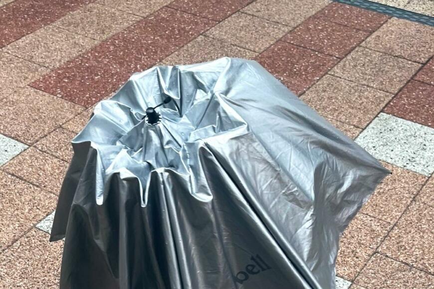 傘を持ちたがる息子に仕方なく持たせたら…　「銀色のカヌレ」化した姿にキュン