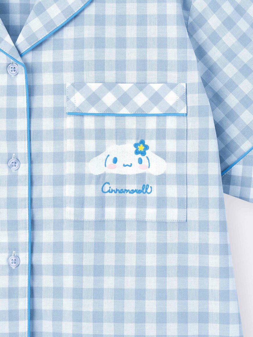 出所：GU「シナモロール コットンパジャマ(半袖&ショートパンツ)」