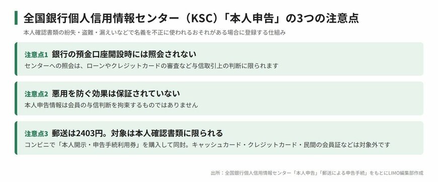 全国銀行個人信用情報センター（KSC）「本人申告」の3つの注意点