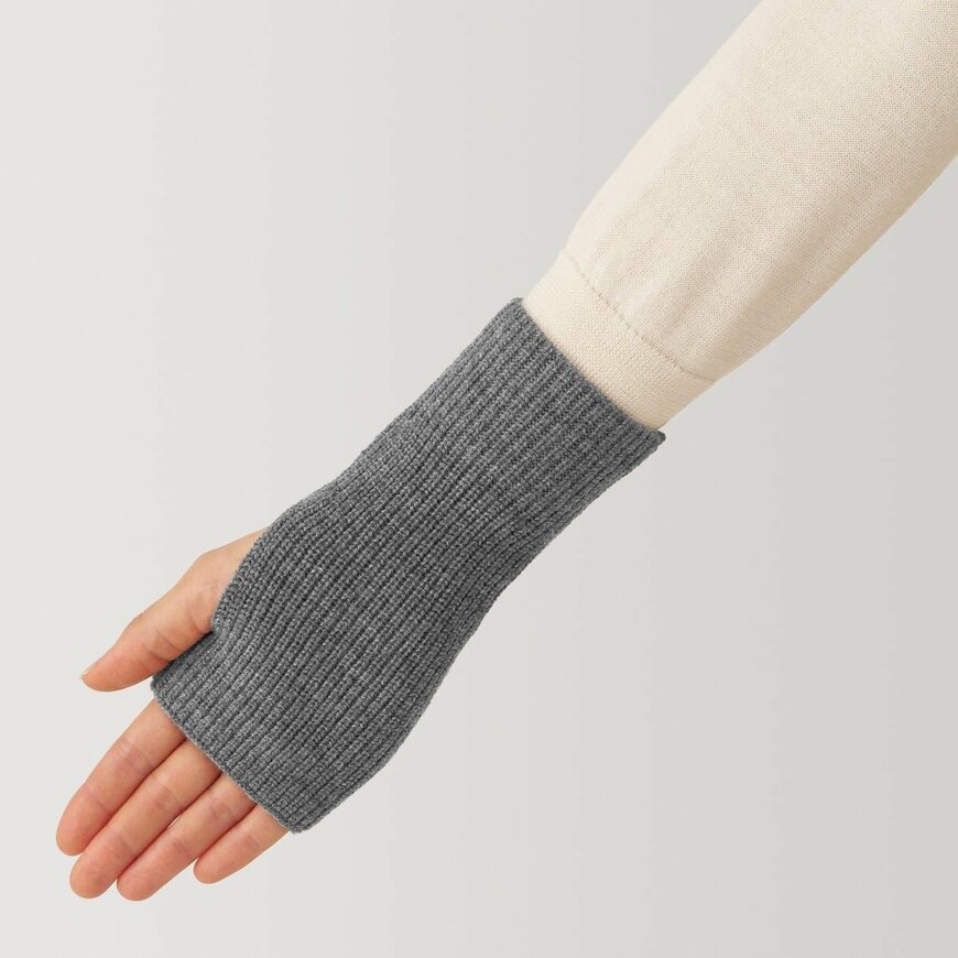 無印良品 ウール 畦編み ハンドウォーマー