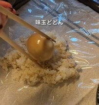 一晩寝かせた味玉を丸ごと包んだおにぎり弁当を実際に作ってみた。タコさんウインナーのおかずを添え、美しい断面と食べ応えを両立させるお弁当テク