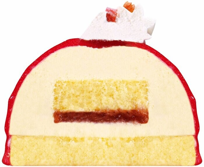 スポンジにバニラムースと果肉感のある苺ソースを合わせたケーキ