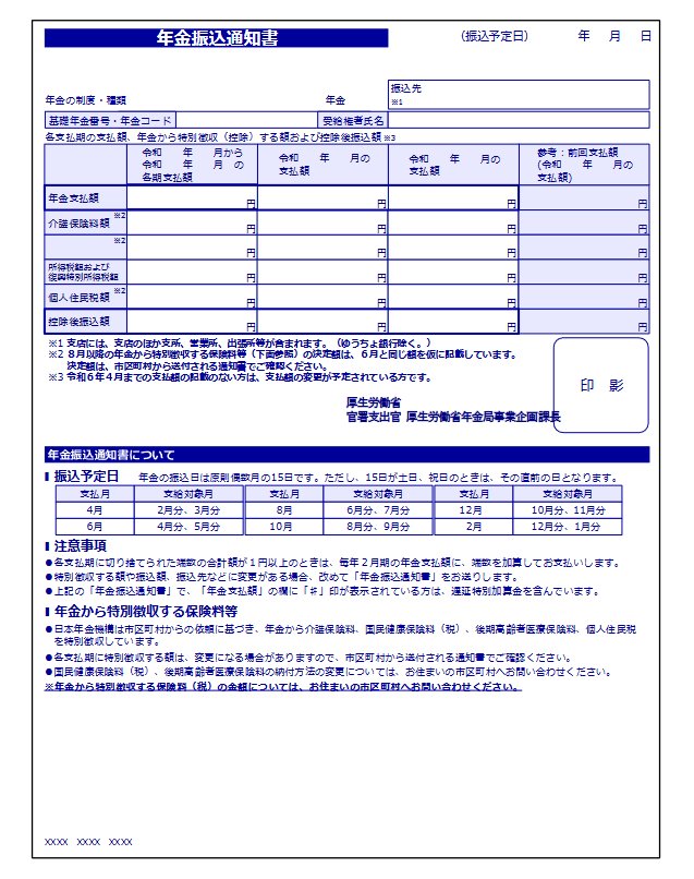 年金振込通知書