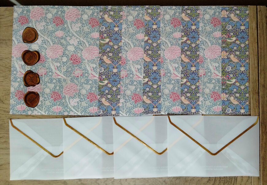 筆者撮影（セリア、レターセット 4セット シール付 ウィリアム・モリス）