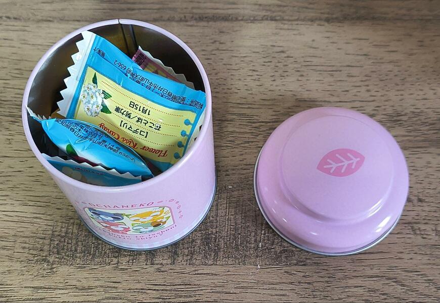 セリア、お茶犬 丸缶ケース商品画像