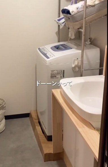 変身前の洗面所の洗濯機