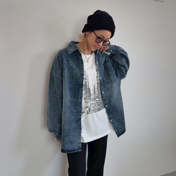 しまむら公式　レディース　ビッグデニムシャツ（anna）