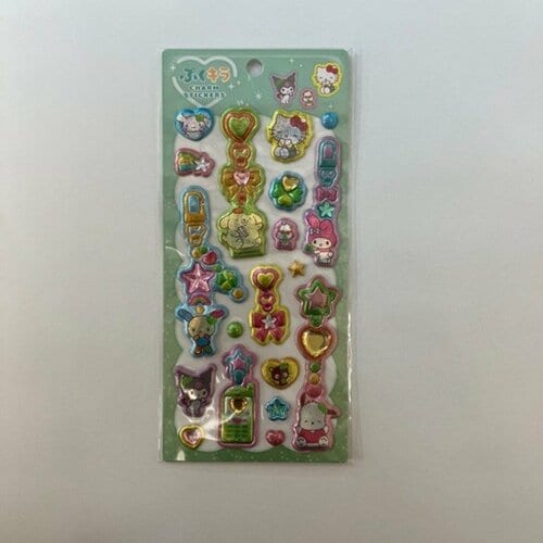 人気者が大集合「ぷくキラチャームステッカー（サンリオキャラクターズ）」（539円）