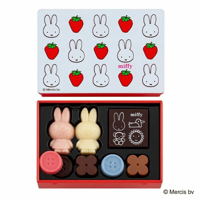 ミッフィーといちごをあしらった可愛らしいミニ缶