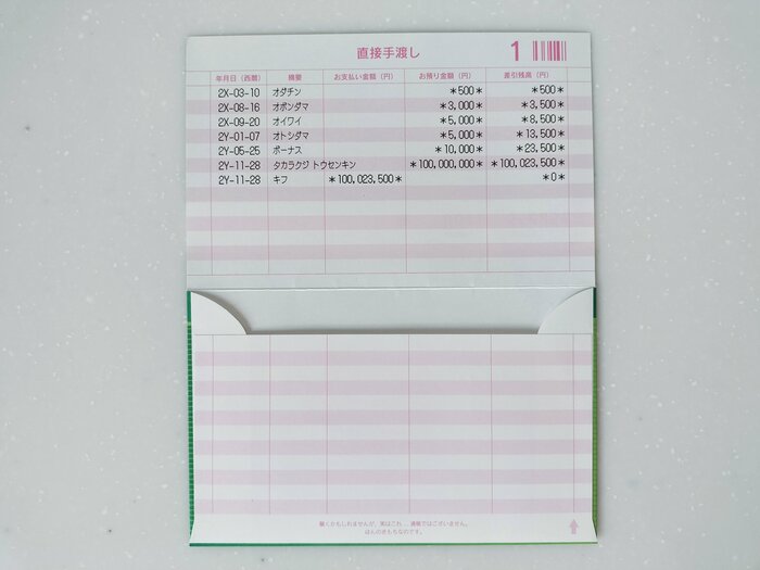 内側も本物の通帳のようにリアルな仕上がり