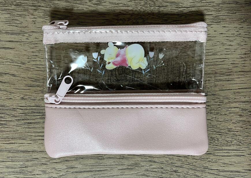 セリア、ダブルジッパーポーチ 9×12cm/プー画像