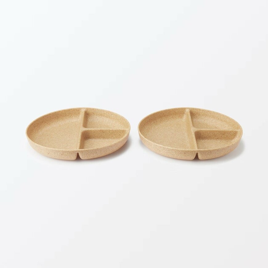 無印良品公式 レンジで使える ヤシの端材を使った 仕切り付きプレート 画像