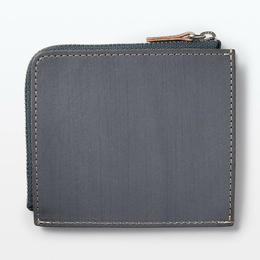 無印良品、手塗りヌメ革 L字財布、ブルー、商品画像