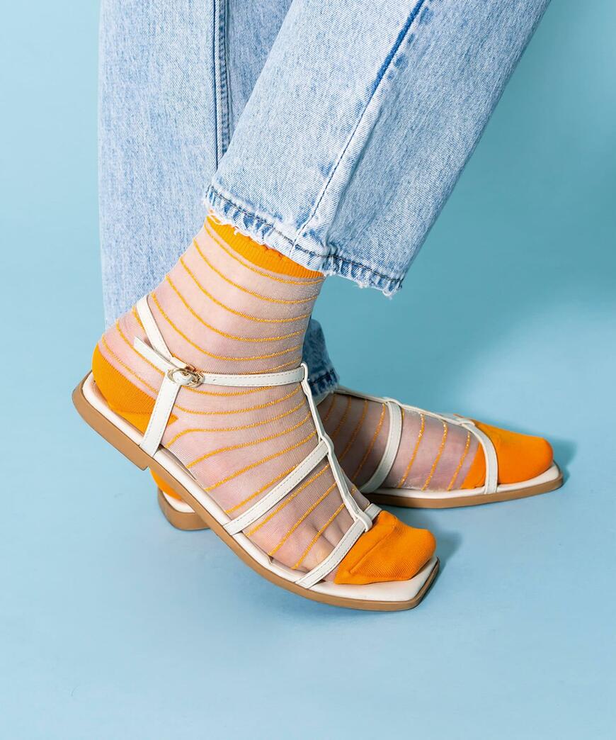 ラメボーダーシアーソックス