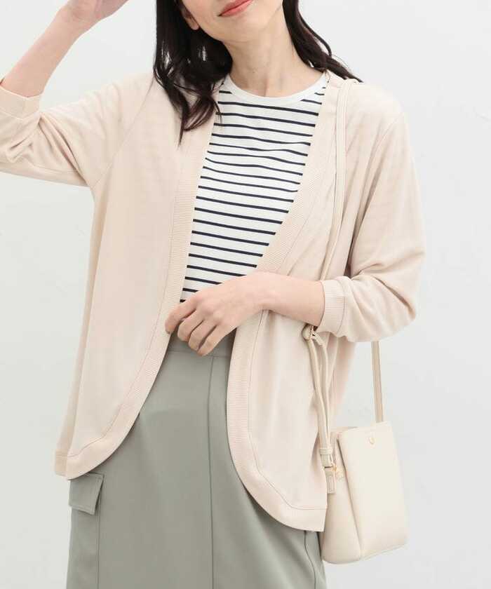 8分袖ラウンドカーデ