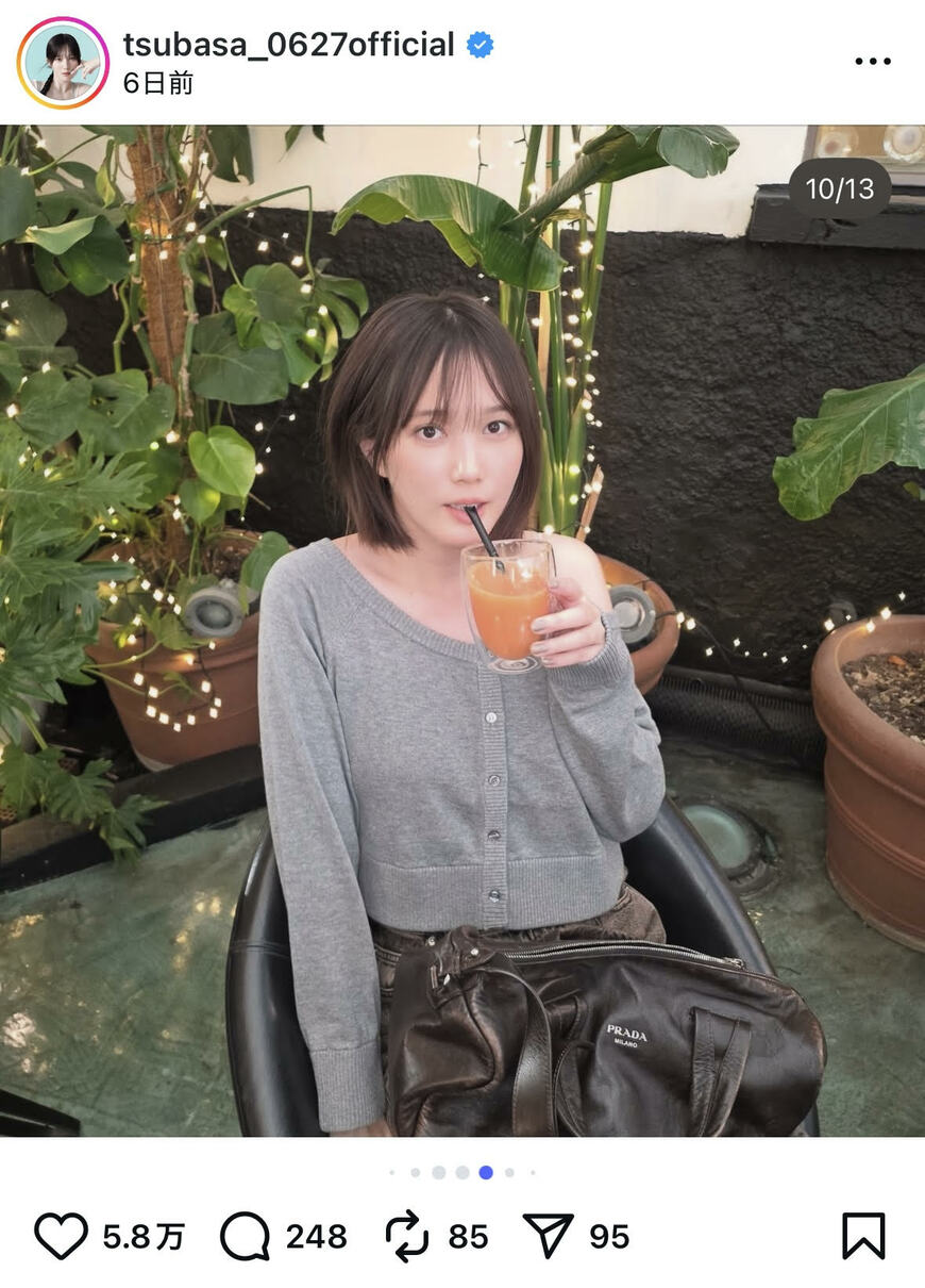出所：本田翼のInstagram（@tsubasa_0627official）参照日：2025年10月10日