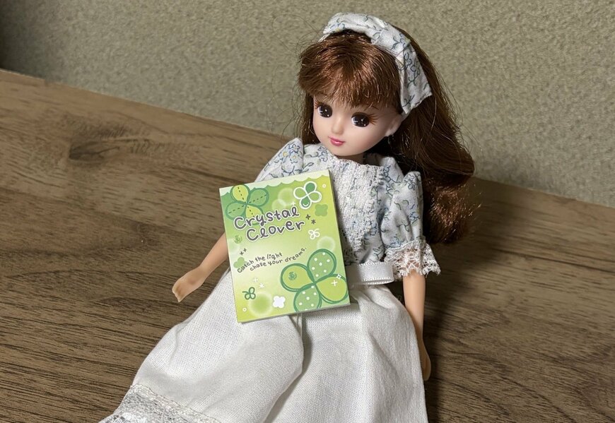 筆者撮影（セリア、豆本キーホルダー プロフィール帳 クリスタルクローバー柄）