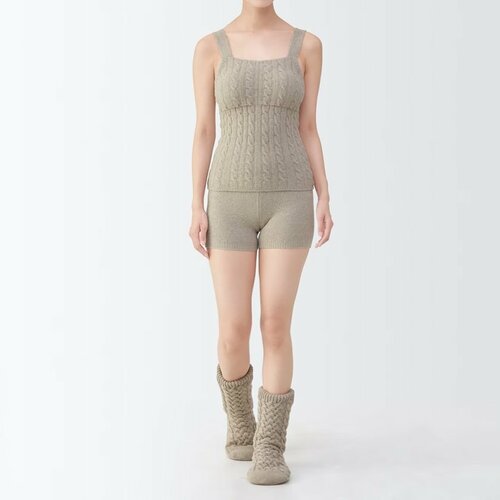 コットン混もこもこニットオーバーパンツ