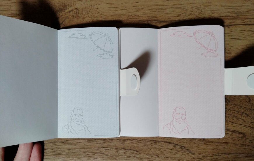 筆者撮影（セリア、ブック型メモ モネ 60枚）