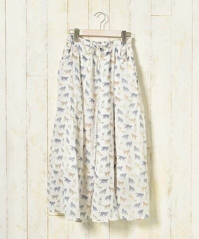 Bleu Bleuet、ねこ柄コットンボイルスカート商品画像