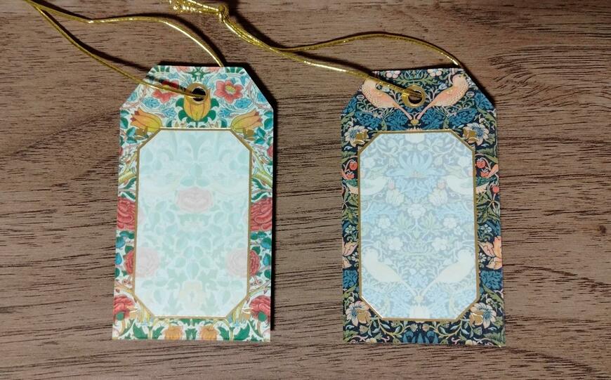 筆者撮影（セリア、ラッピング用 ペーパータグ 10P ウィリアム・モリス）