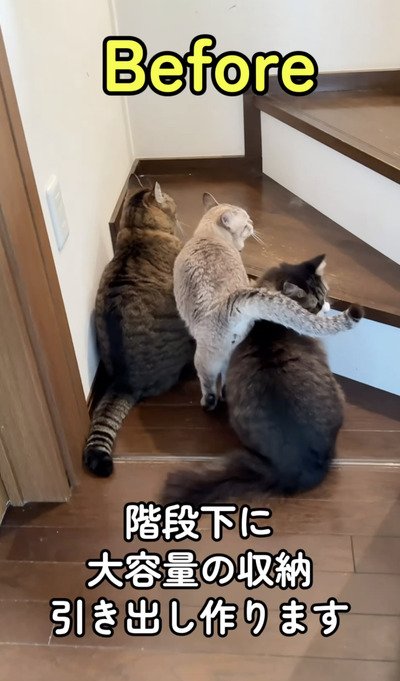 変身前の階段下