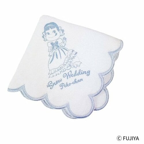 純白のウェディングペコちゃん　スカラップハンカチタオル