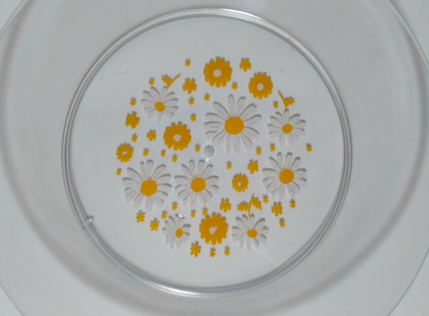 筆者撮影（セリア、クリアプレート 1P レトロフラワー）
