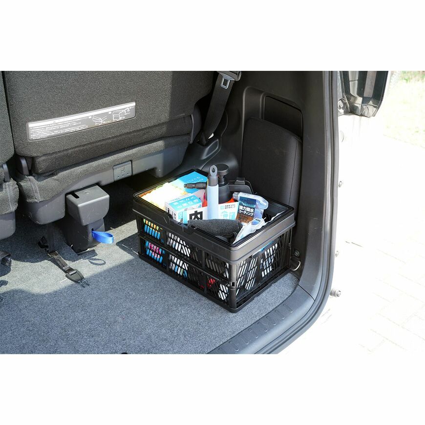 出所：オートバックス公式ブランドサイト　AQ. 取っ手付き 折り畳みコンテナ Mサイズ ブラック