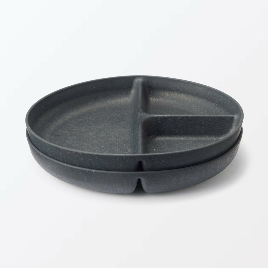 無印良品公式　レンジで使える　ヤシの端材を使った　仕切り付きプレート　画像