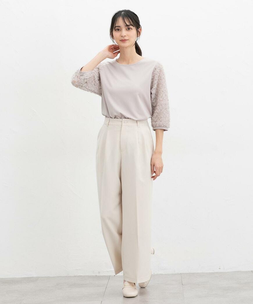 ハニーズ 6分袖レース使いトップス