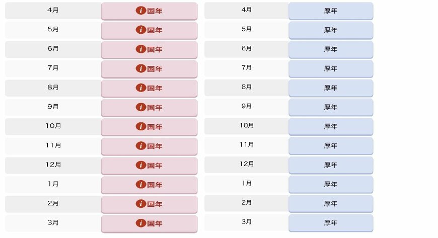 ねんきん定期便に記載された加入記録