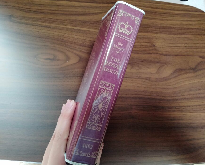 筆者撮影（ダイソー　お札が入れられる貯金箱（ブック柄）180×90×30mm）