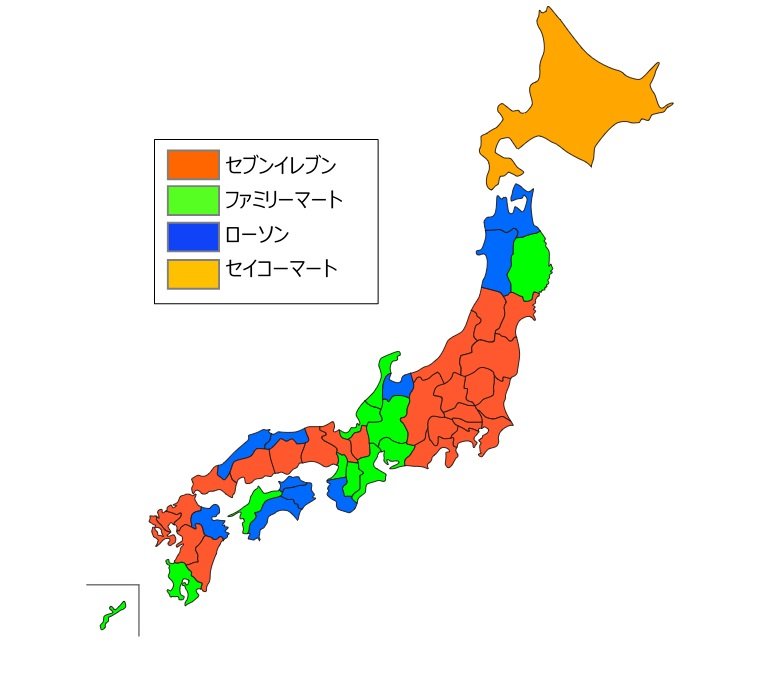 コンビニ勢力図（出典：「都道府県別統計とランキングで見る県民性」）